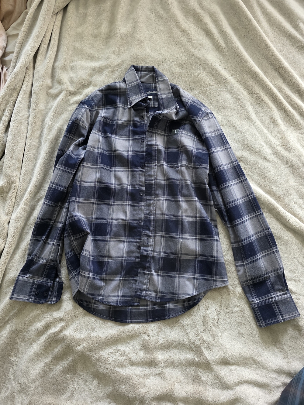 Local Boy Outfitters Blue & Gray Plaid Button-Up Shirt